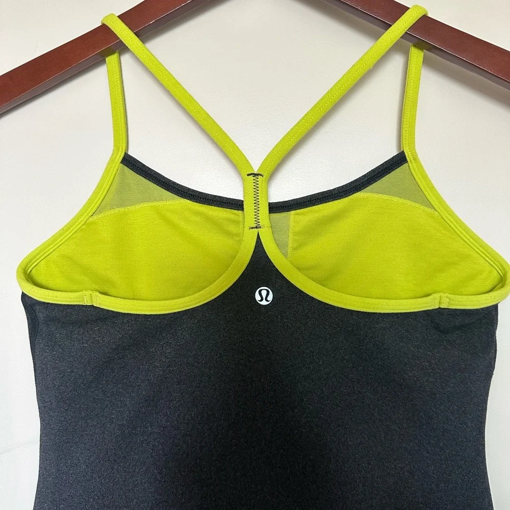 lululemon athletica Gray Tank Top with‎ Yellow Straps women size 6
